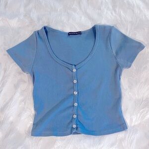 Brandy Melville Baby Blue Button Up Top